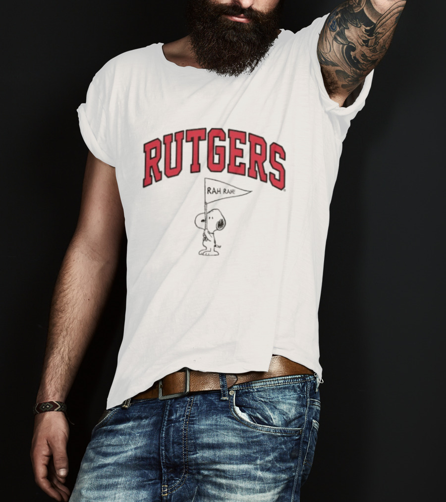 Rutgers Scarlet Knights Snoopy Rah Rah Flag T-Shirt