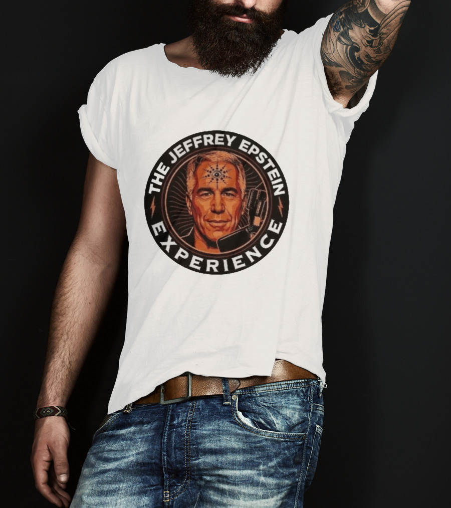 The Jeffrey Epstein Experience Meme Parody Headshot With Microphone And Psychedelic T-Shirt