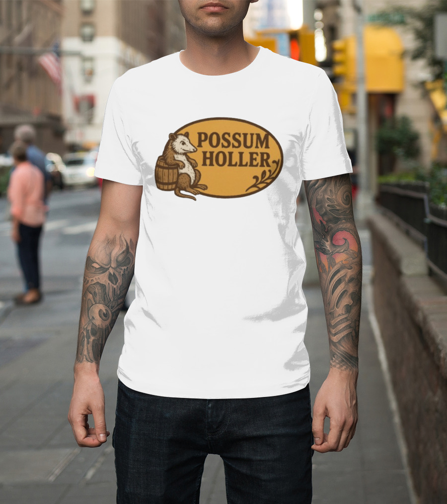 Possum Holler Rustic Opossum With Barrel T-Shirt