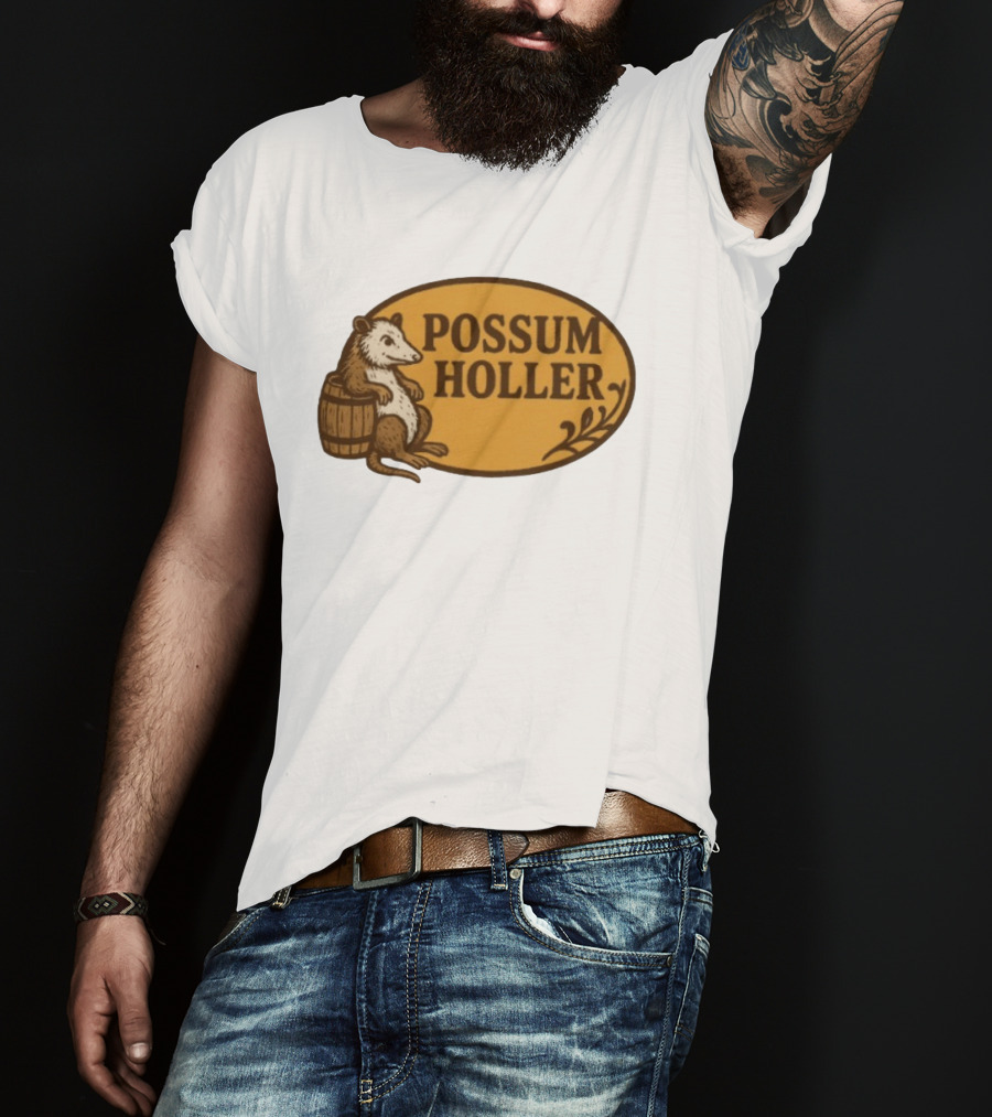 Possum Holler Rustic Opossum With Barrel T-Shirt