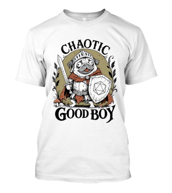 Chaotic Good Boy Pug Knight Adventure Dungeons And Dragons T-Shirt