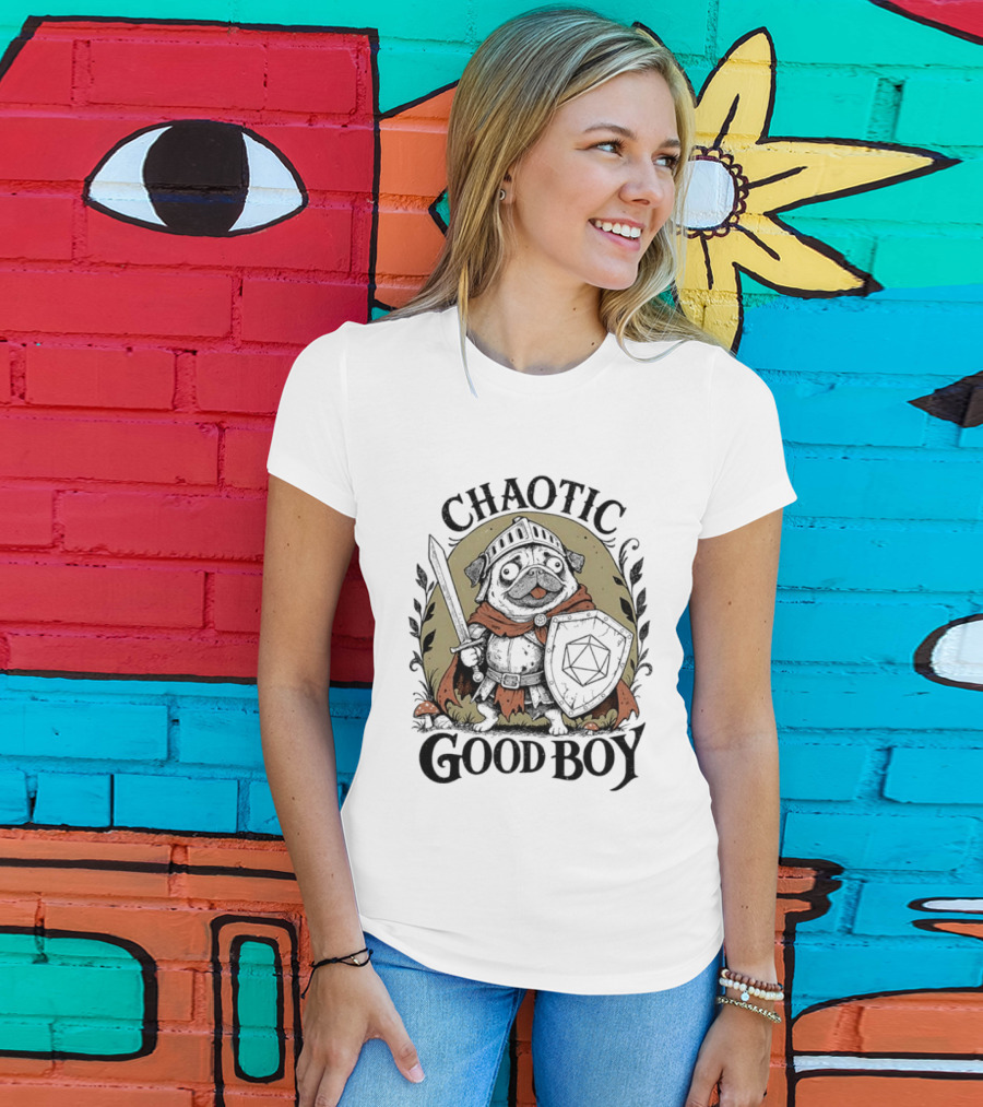 Chaotic Good Boy Pug Knight Adventure Dungeons And Dragons T-Shirt