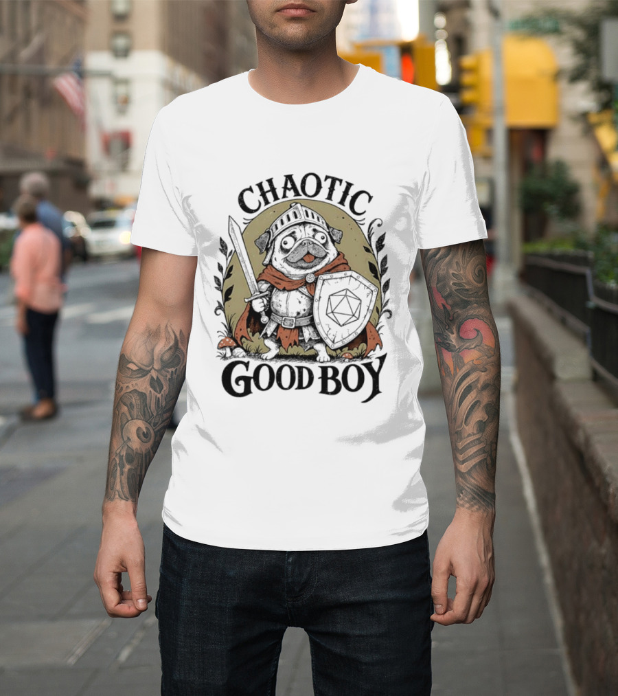 Chaotic Good Boy Pug Knight Adventure Dungeons And Dragons T-Shirt