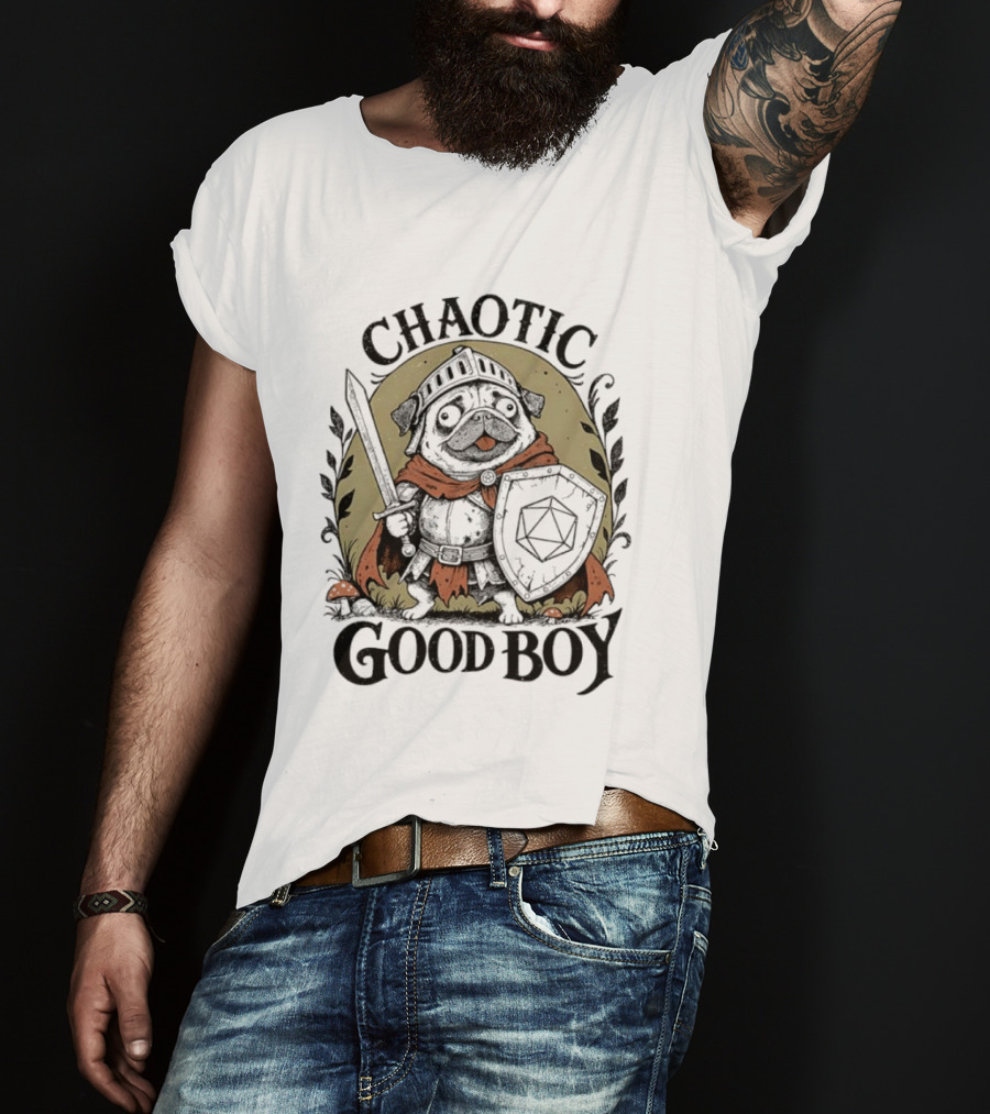 Chaotic Good Boy Pug Knight Adventure Dungeons And Dragons T-Shirt
