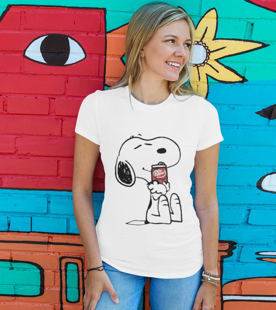 Snoopy Hugging Dr Pepper Can T-Shirt