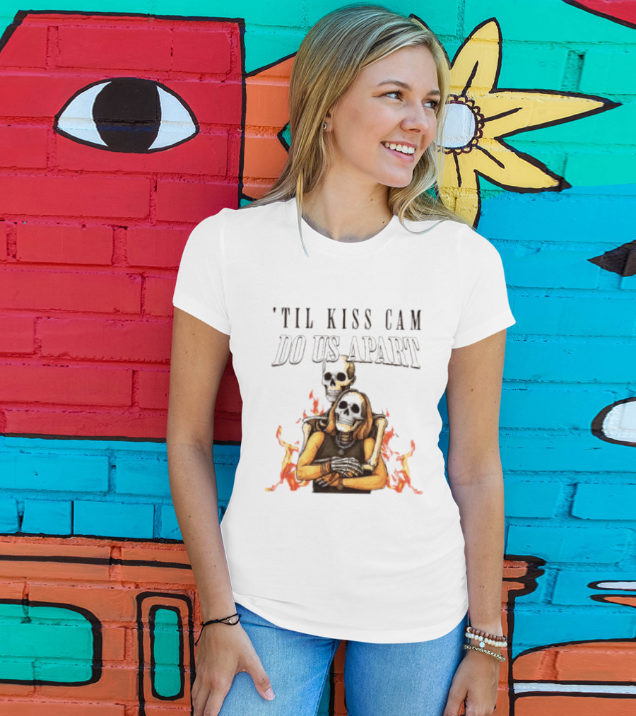 Til Kiss Cam Do Us Part Skeleton Halloween Flames T-Shirt
