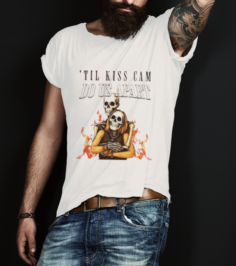 Til Kiss Cam Do Us Part Skeleton Halloween Flames T-Shirt
