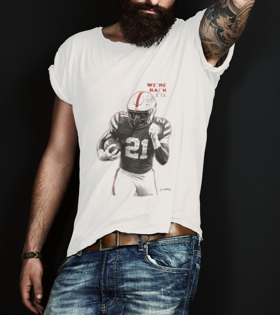 We're Back CO EMoney Backfield Football Player Number 21 Football Helmet Illustrated T-Shirt