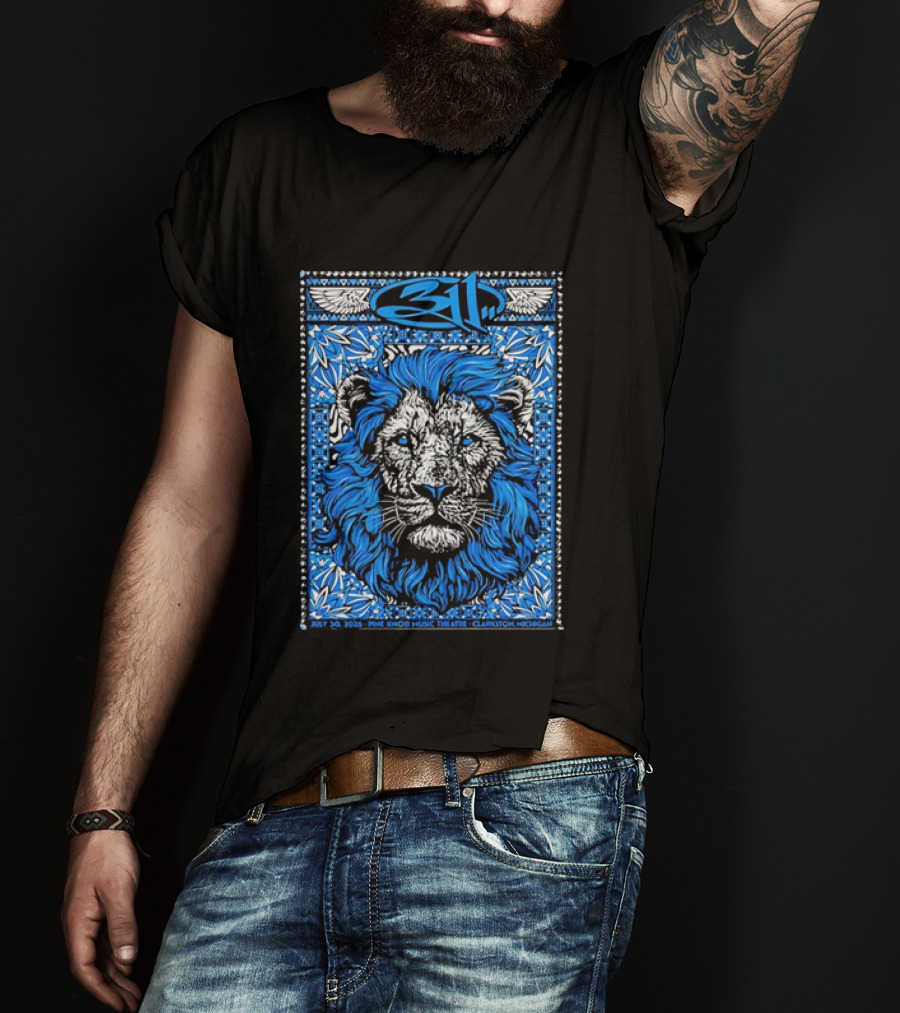 311 Live At Pine Knob Music Theatre July 30 2026 Lion Artwork Clarkson Michigan T-Shirt