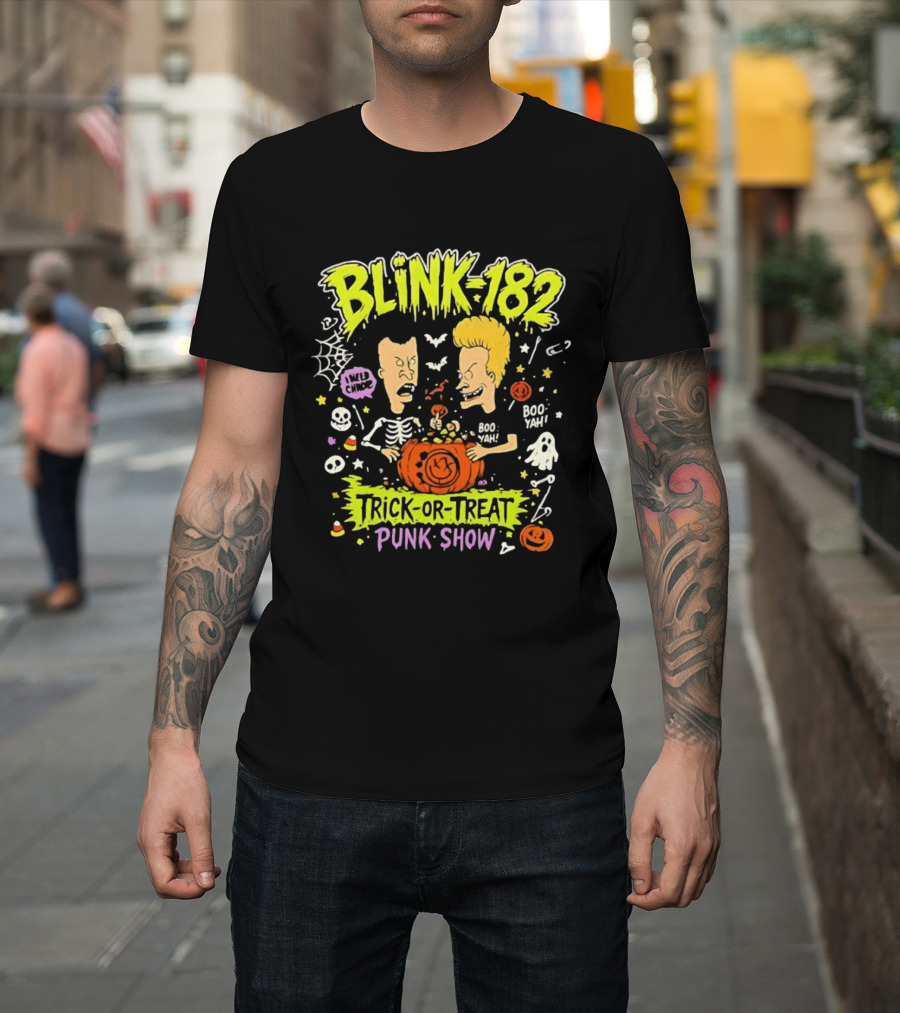 Blink 182 Beavis And Butt Head Halloween Trick Or Treat Punk Show T-Shirt