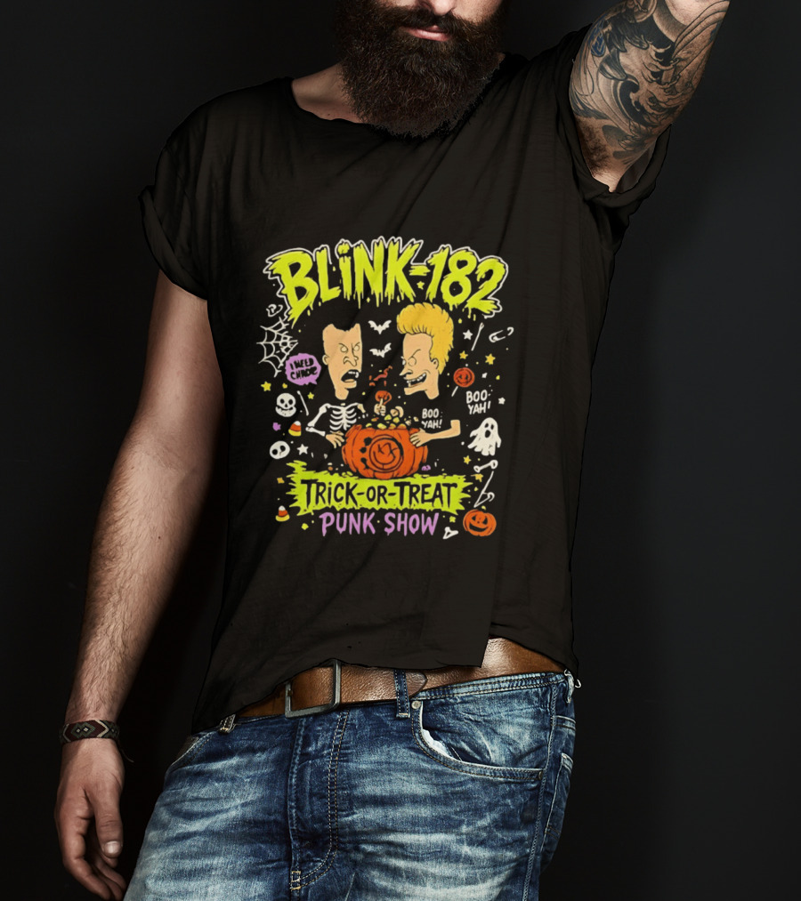 Blink 182 Beavis And Butt Head Halloween Trick Or Treat Punk Show T-Shirt