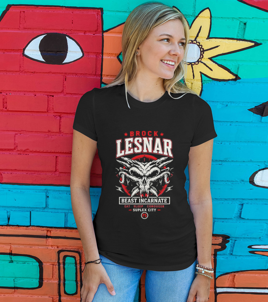 Brock Lesnar Beast Incarnate Eat Sleep Conquer Suplex City Skull Motif T-Shirt