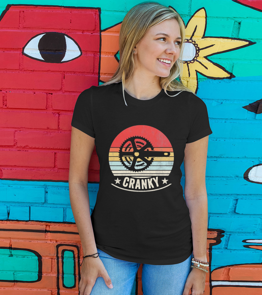 Cranky Sunset Bike Crank Retro Vintage Cycling T-Shirt