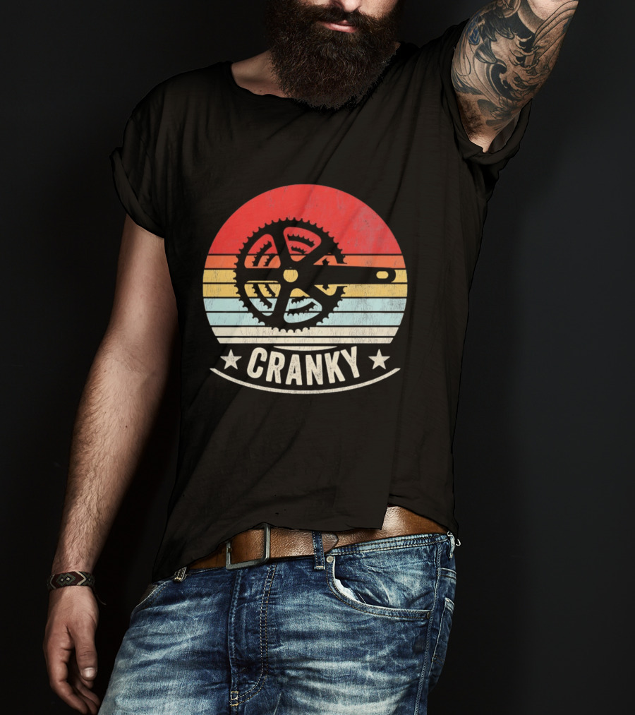 Cranky Sunset Bike Crank Retro Vintage Cycling T-Shirt