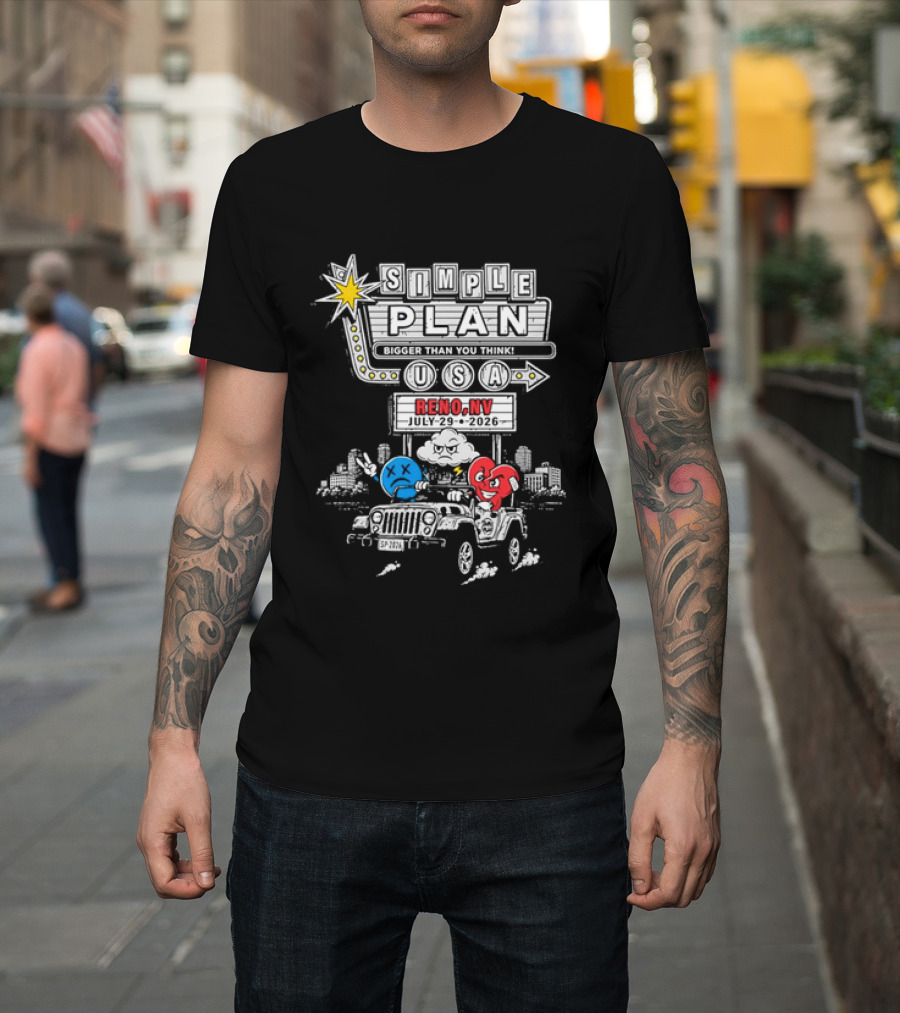 Bigger Than You Think Simple Plan USA Tour Reno NV 2026 Jeep Adventure T-Shirt