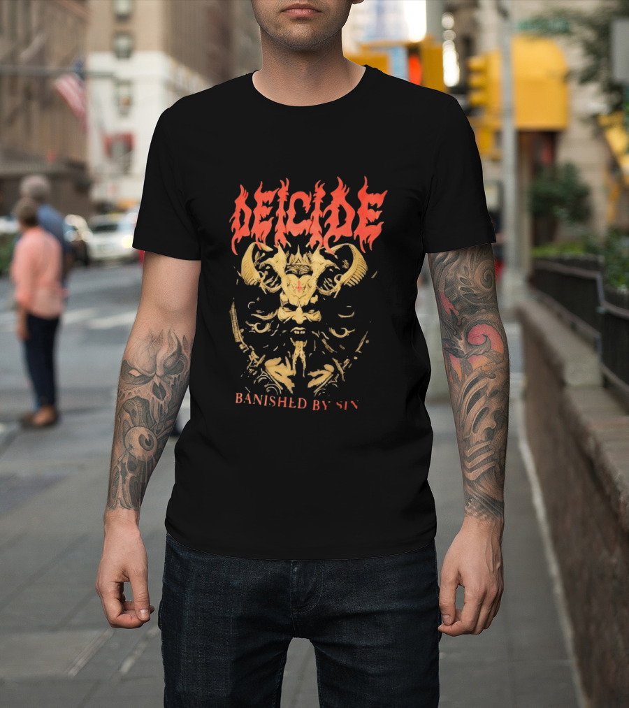Deicide Banished By Sin Skull And Horns Death Metal T-Shirt
