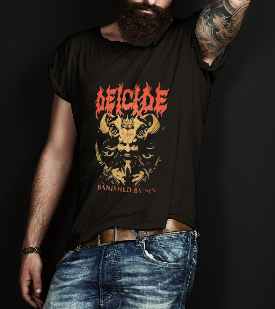 Deicide Banished By Sin Skull And Horns Death Metal T-Shirt