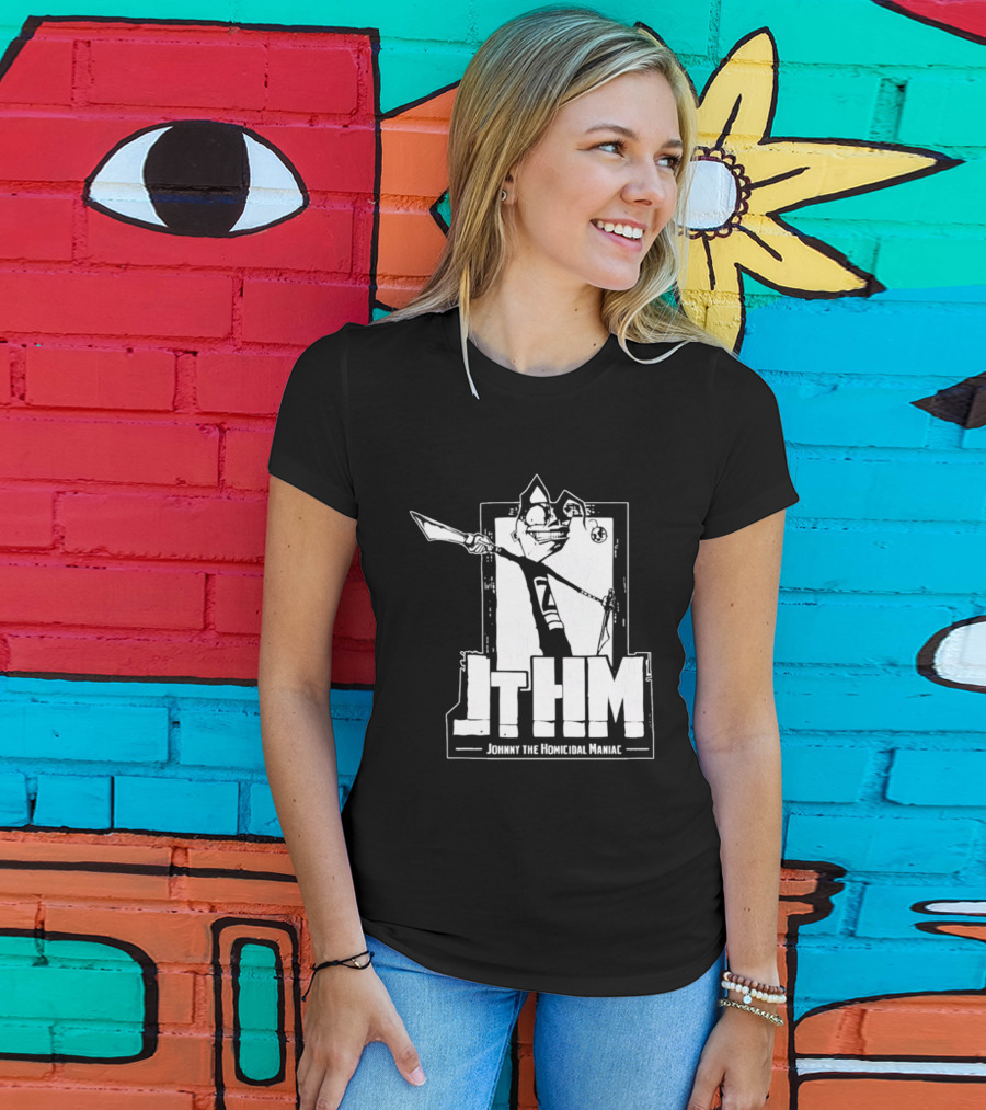JTHM Johnny The Homicidal Maniac Distressed Black And White Comic T-Shirt