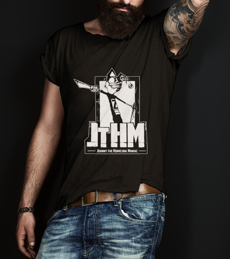 JTHM Johnny The Homicidal Maniac Distressed Black And White Comic T-Shirt