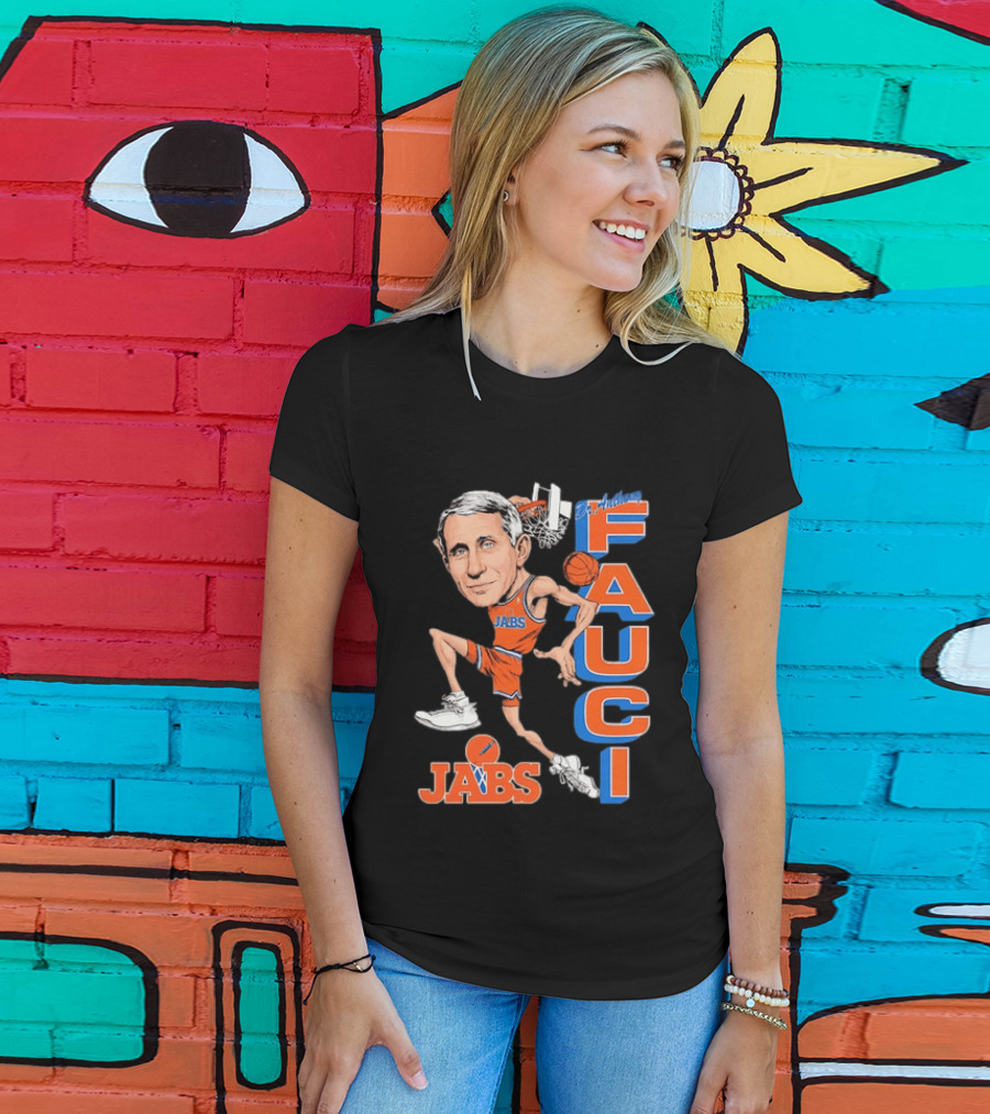 Dr Anthony Fauci Jabs Basketball Slam Dunk Caricature T-Shirt
