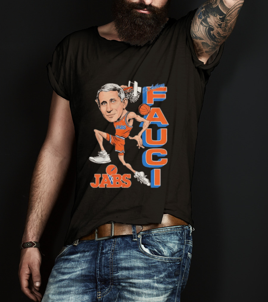 Dr Anthony Fauci Jabs Basketball Slam Dunk Caricature T-Shirt