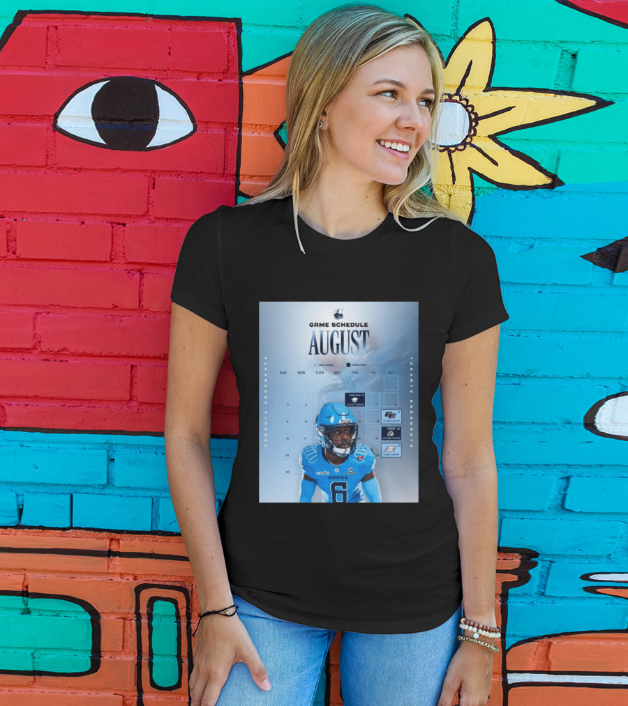 Toronto Argonauts August Game Schedule 2023 CFL Football Player Calendar T-Shirt