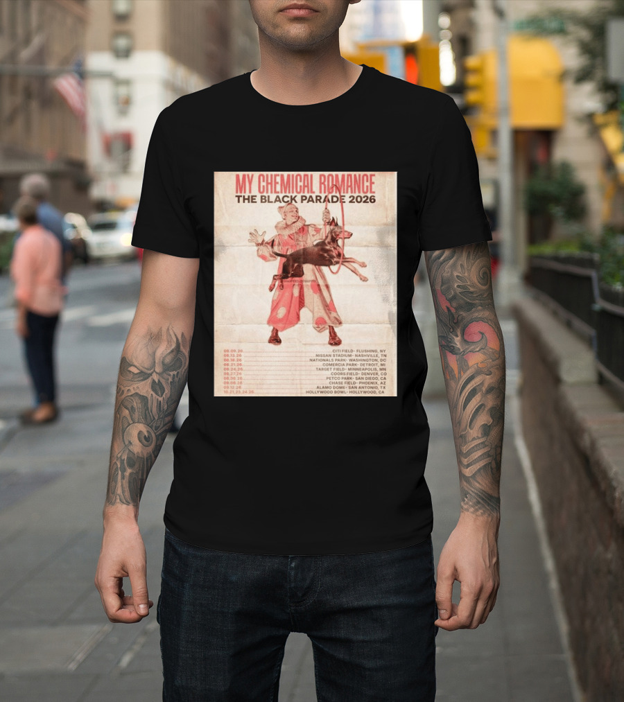My Chemical Romance The Black Parade 2026 Tour Dates Clown And Dog T-Shirt