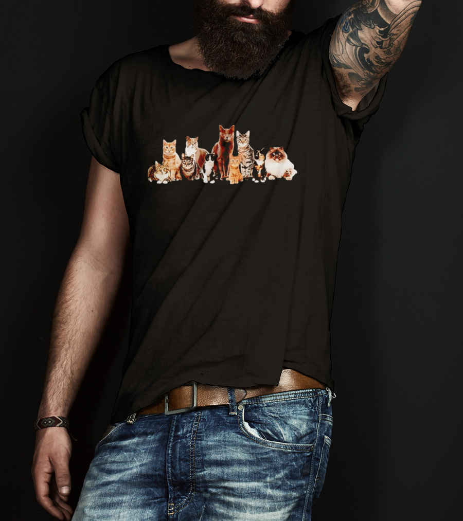 Diverse Feline Kittens Group Cat Lover T-Shirt