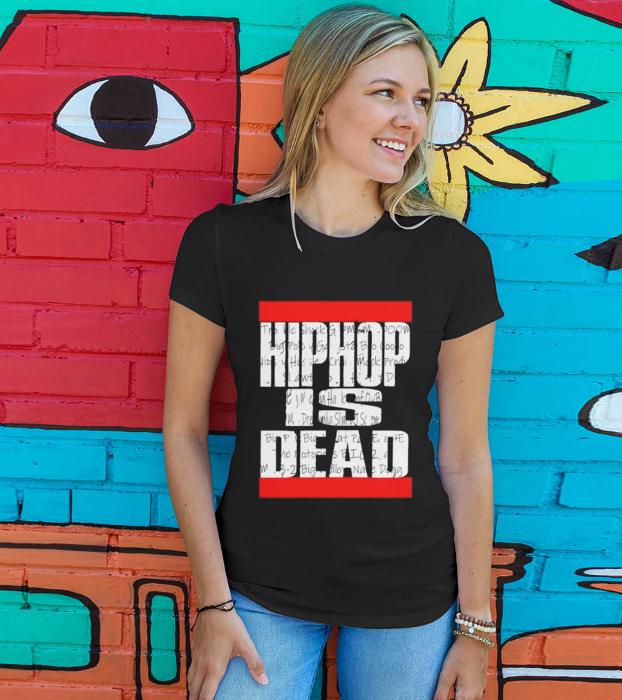 Hip Hop Is Dead White Text With Red Bars T-Shirt
