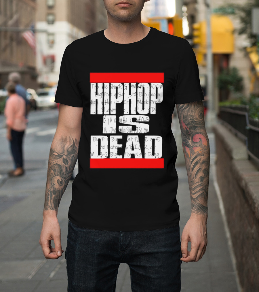 Hip Hop Is Dead White Text With Red Bars T-Shirt