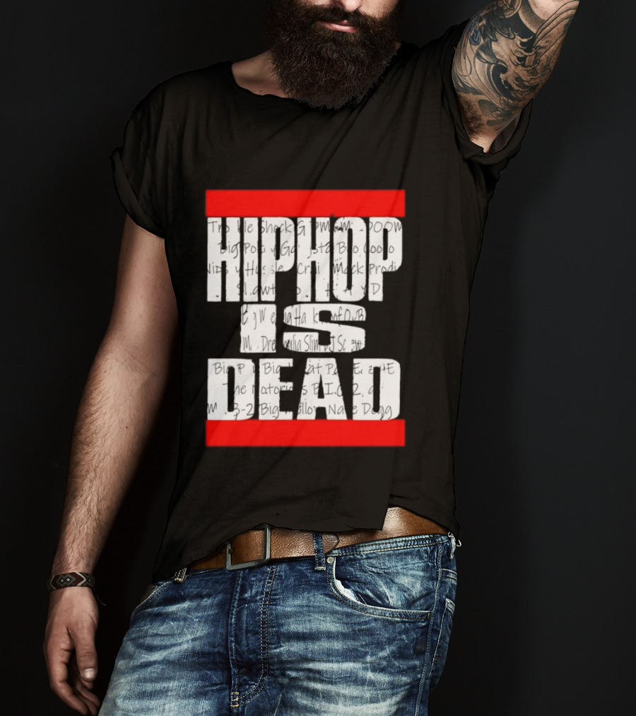 Hip Hop Is Dead White Text With Red Bars T-Shirt