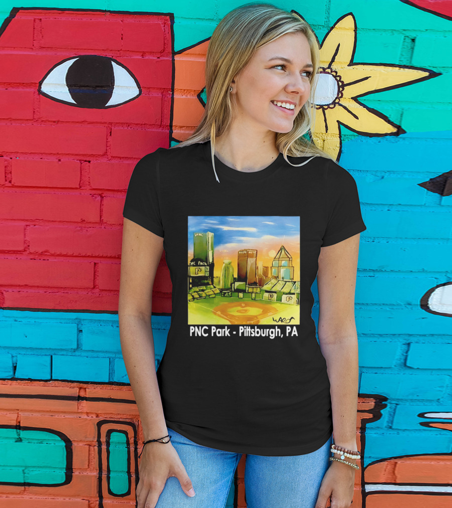 PNC Park Pittsburgh PA Baseball Skyline Art Print T-Shirt