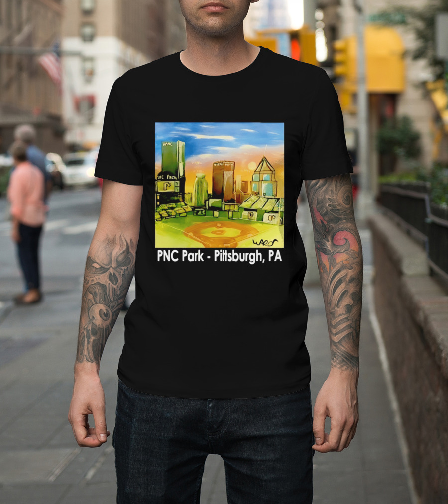 PNC Park Pittsburgh PA Baseball Skyline Art Print T-Shirt