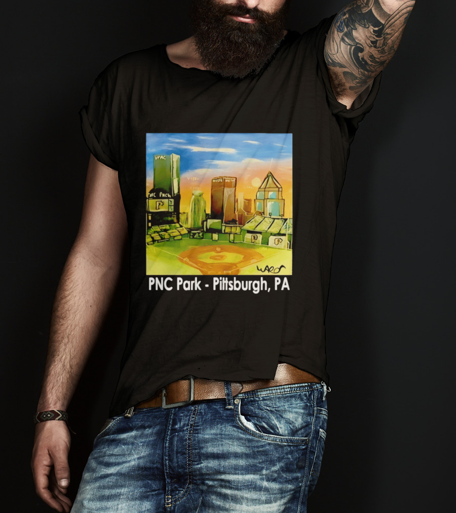PNC Park Pittsburgh PA Baseball Skyline Art Print T-Shirt