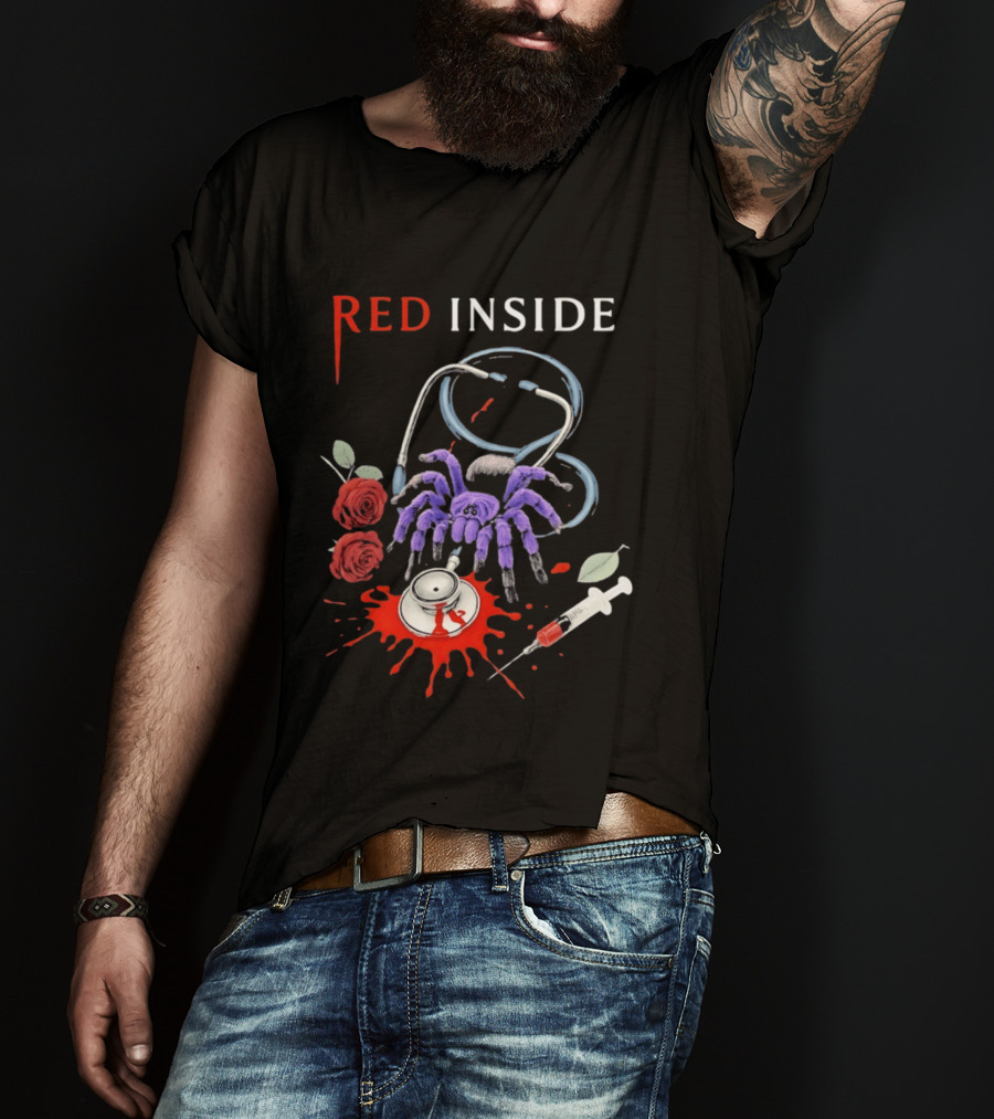 Red Inside Purple Tarantula Stethoscope Syringe Roses T-Shirt
