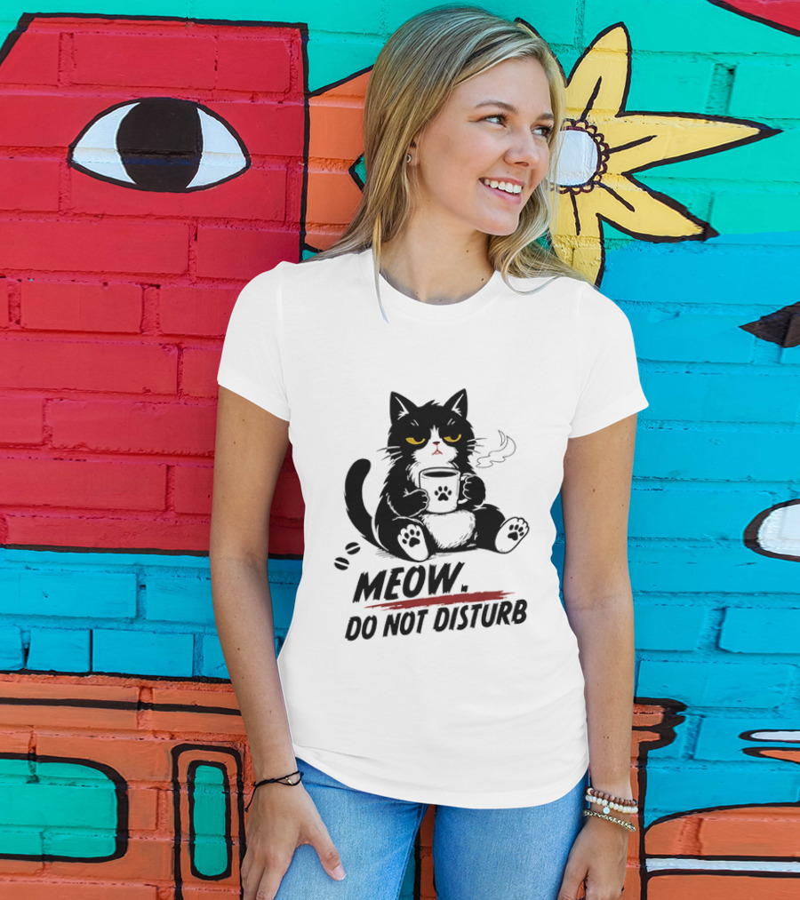 Meow Do Not Disturb Grumpy Cat Coffee Paw Stamp Vapor T-Shirt