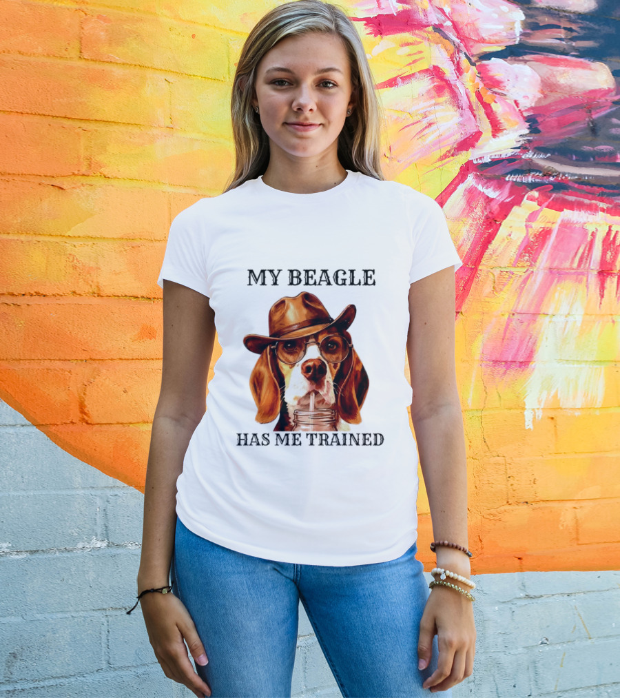 My Beagle Has Me Trained Cowboy Beagle With Hat And Glasses T-Shirt