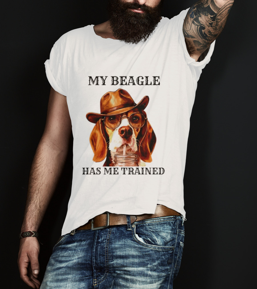 My Beagle Has Me Trained Cowboy Beagle With Hat And Glasses T-Shirt