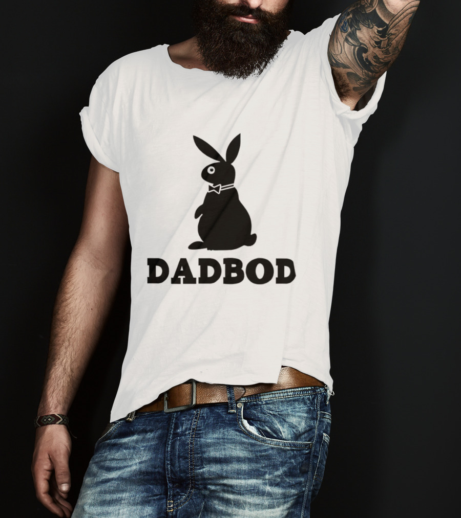Dadbod Bunny Rabbit Dad Bod Fatherhood Humor Bow Tie T-Shirt