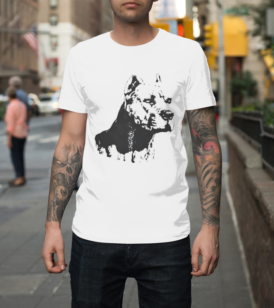 Distressed Pit Bull Dog Face Art For Dog Lovers T-Shirt