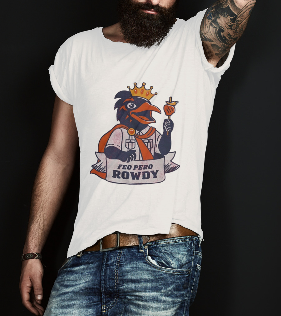 Feo Pero Rowdy Distressed Crow King Feopero With Skewer And Crown T-Shirt