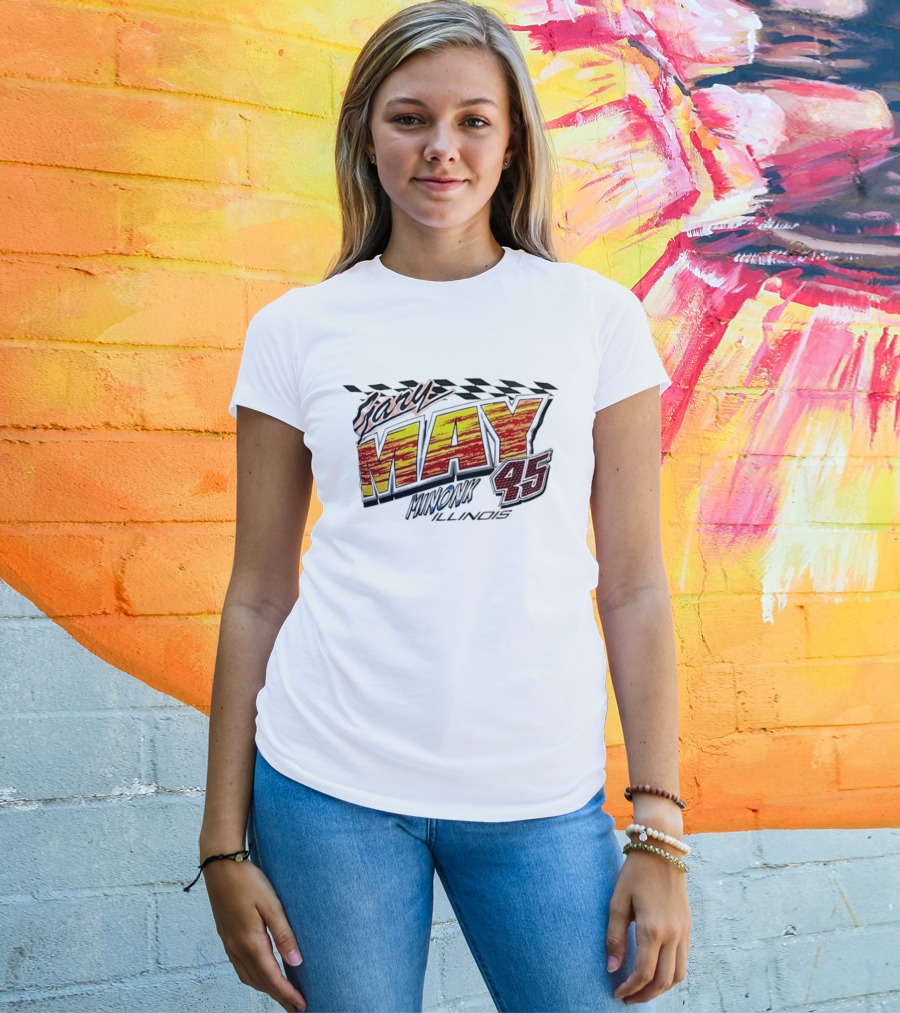 Gary May 45 Minonk Illinois Racing Motorsports Checkerboard T-Shirt