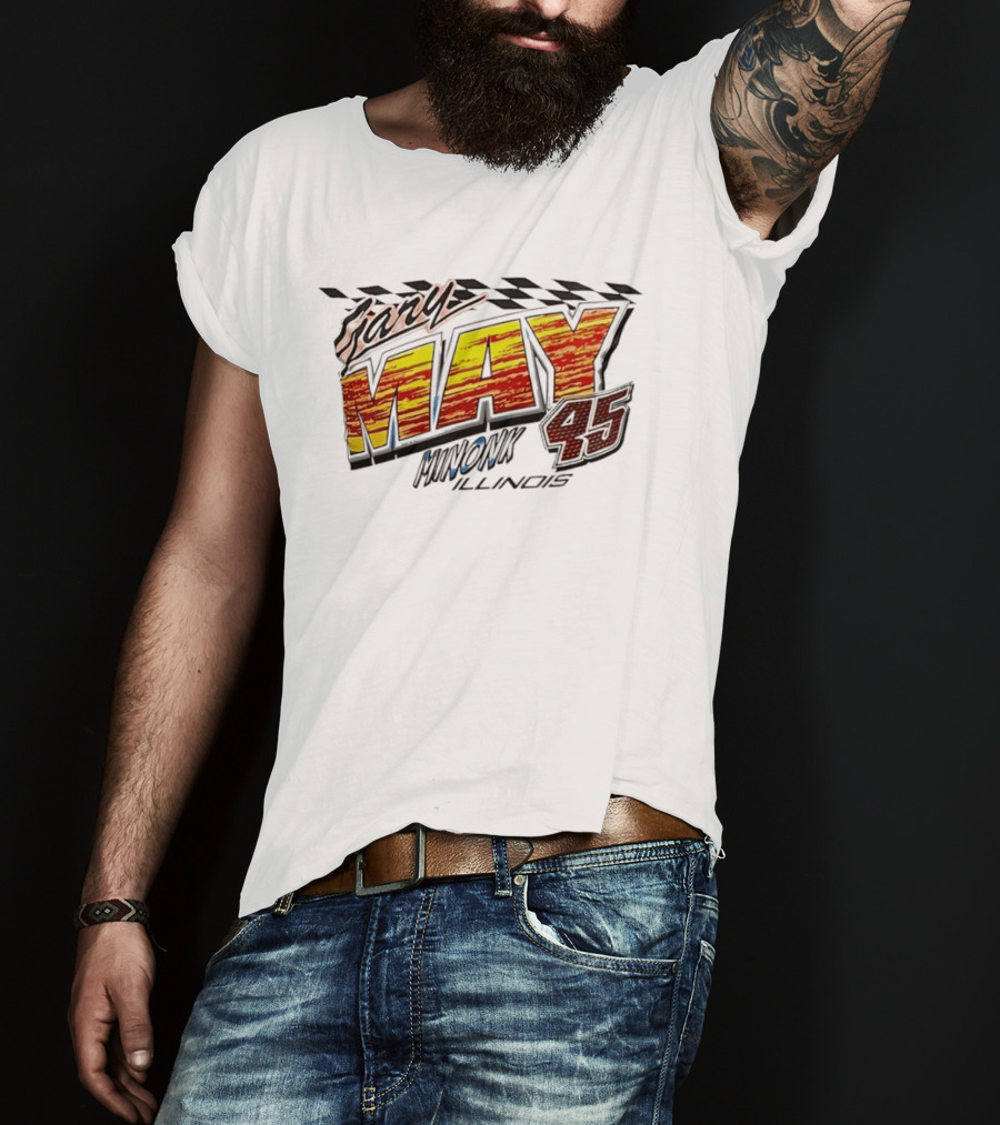 Gary May 45 Minonk Illinois Racing Motorsports Checkerboard T-Shirt
