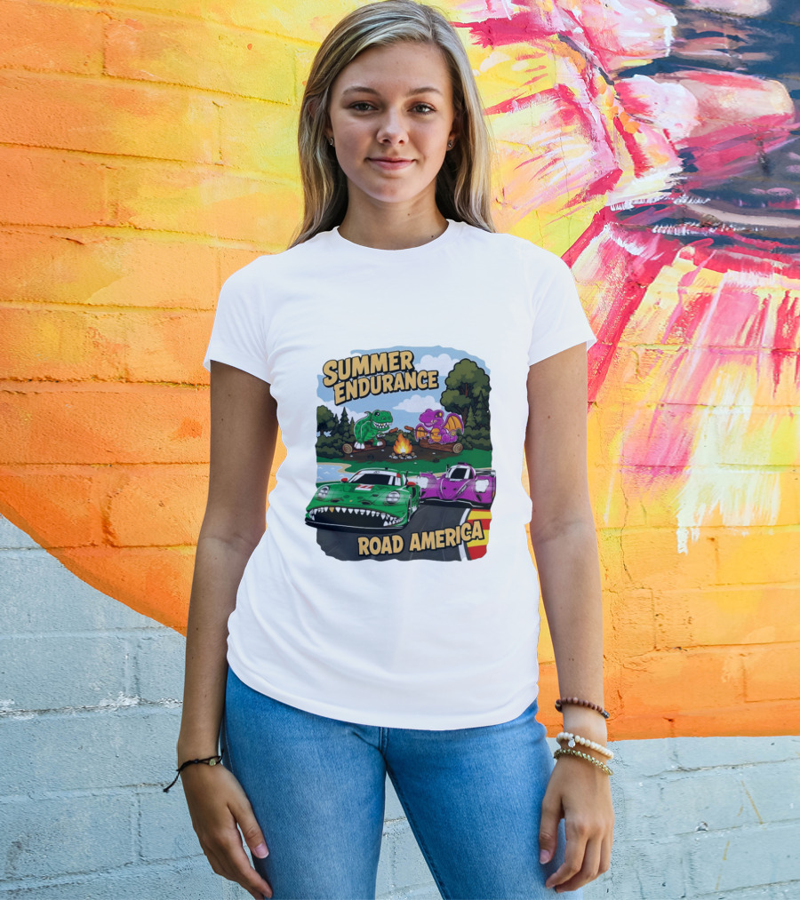 Summer Endurance Road America Racing With Dinosaurs And Dragons T-Shirt