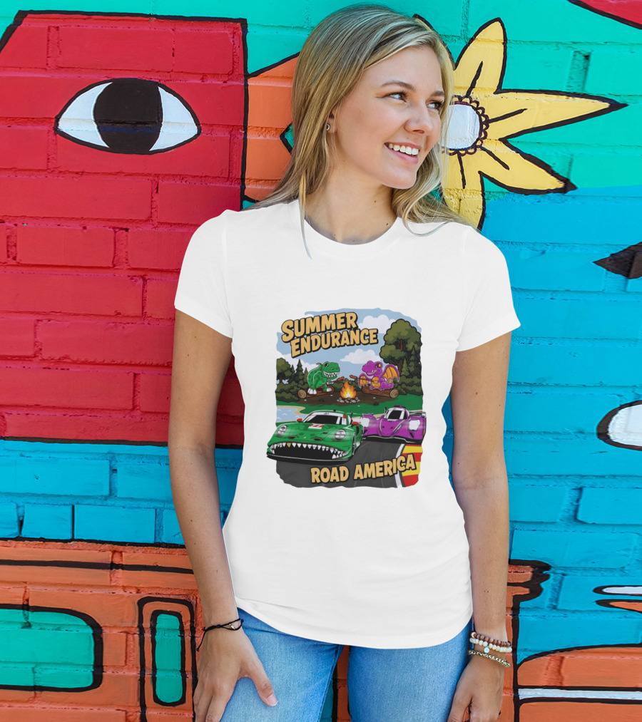 Summer Endurance Road America Racing With Dinosaurs And Dragons T-Shirt