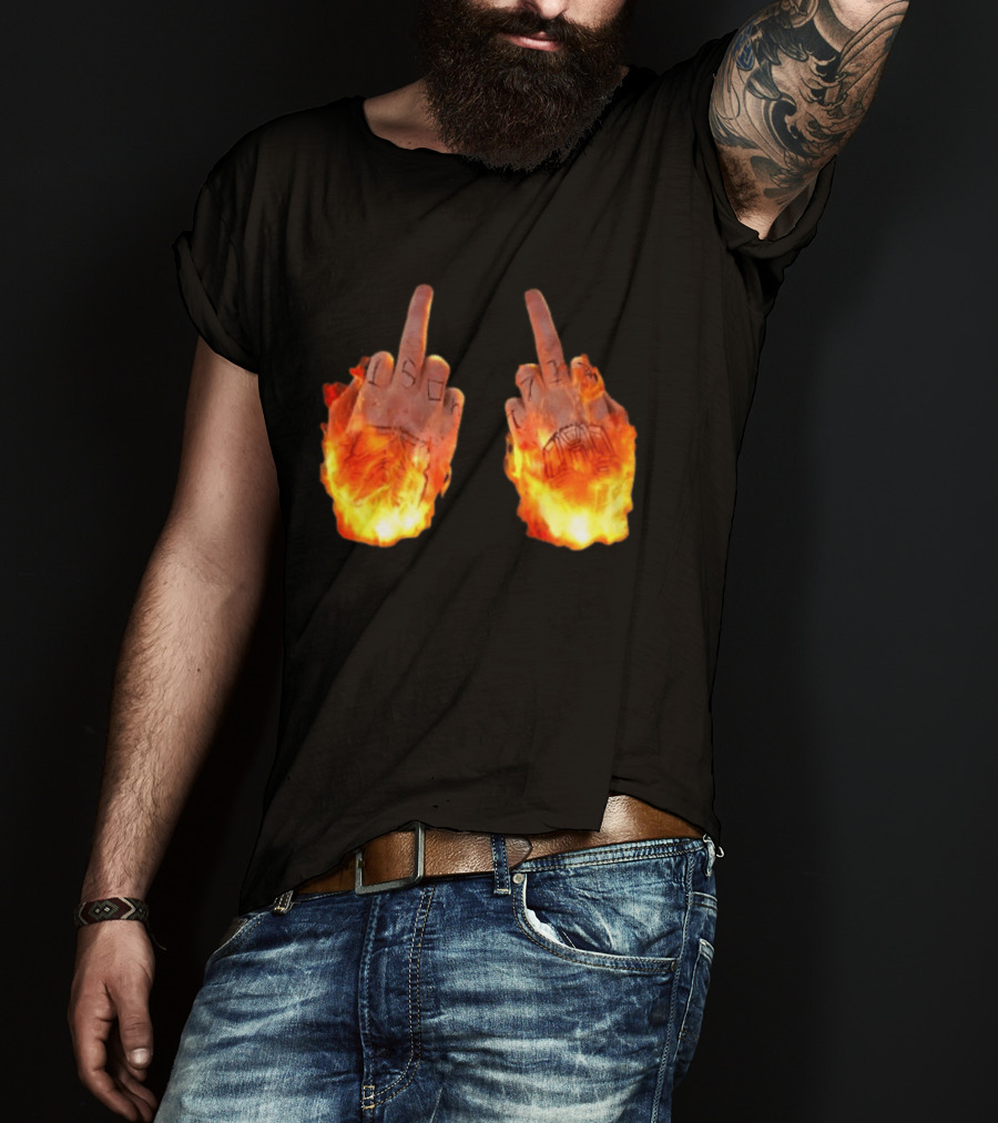 Sid The 3Rd Middle Fingers Flaming Gesture T-Shirt