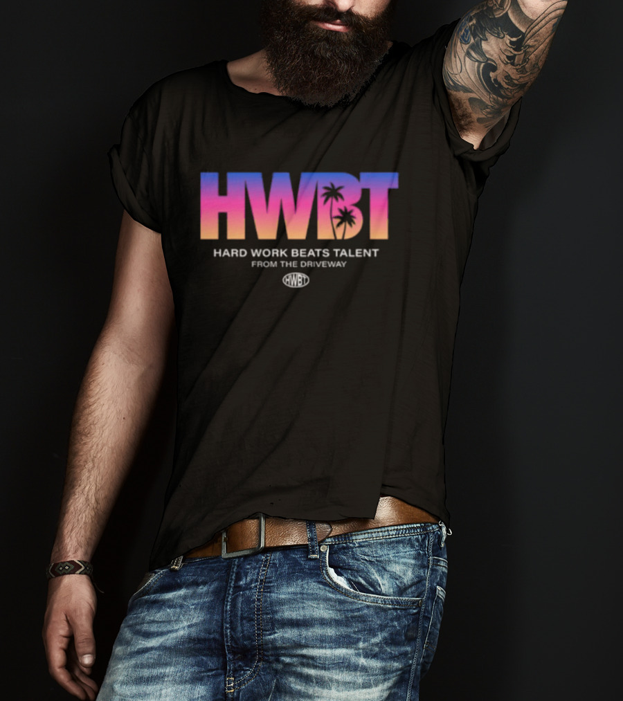 Hwbt Store Miami Sunset Hard Work Beats Talent Oversized T-Shirt
