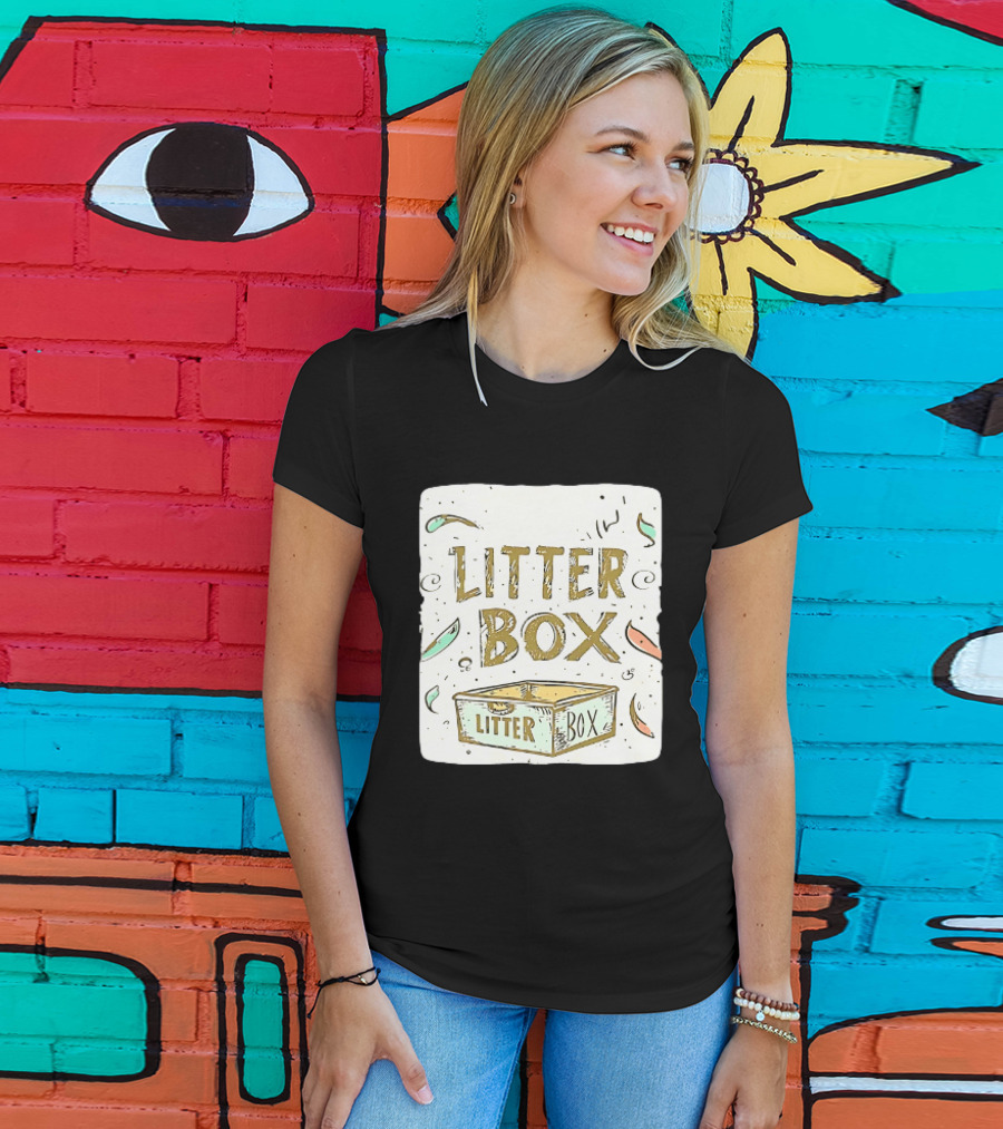Litter Box Cat Pet Kitten Animal Fun Artwork With Litter Box T-Shirt