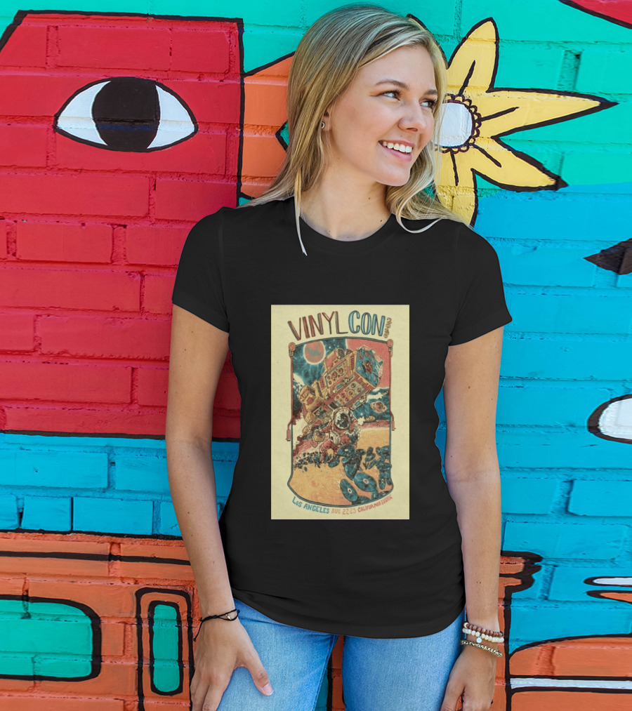 VinylCon Los Angeles August 22 23 2026 California Festival Space Astronaut Turntable T-Shirt