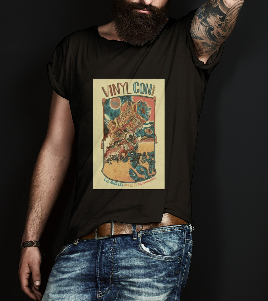 VinylCon Los Angeles August 22 23 2026 California Festival Space Astronaut Turntable T-Shirt